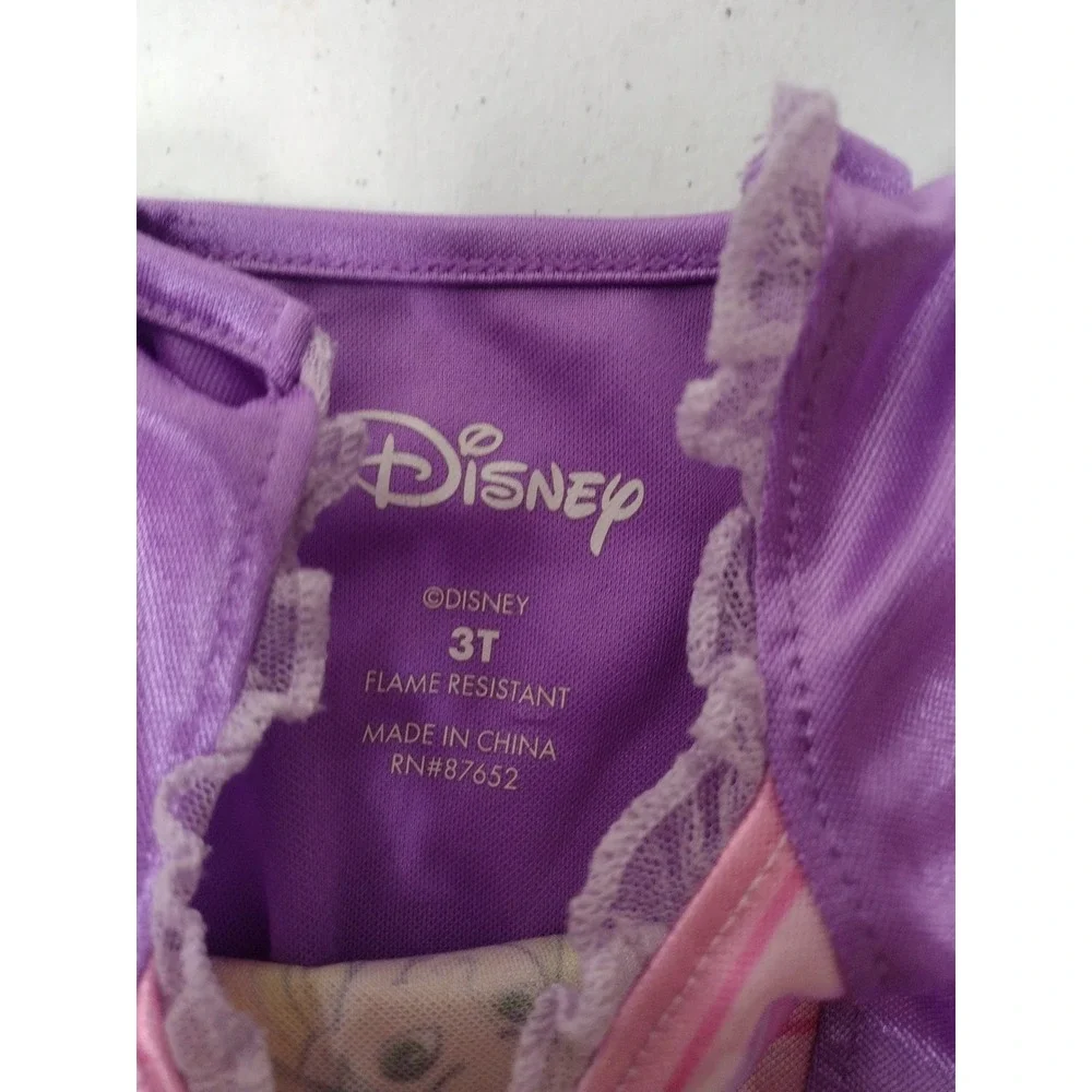 Disney Princess Rapunzel Nightgown Girls Size 3T Purple Pink Floral Mesh Dress